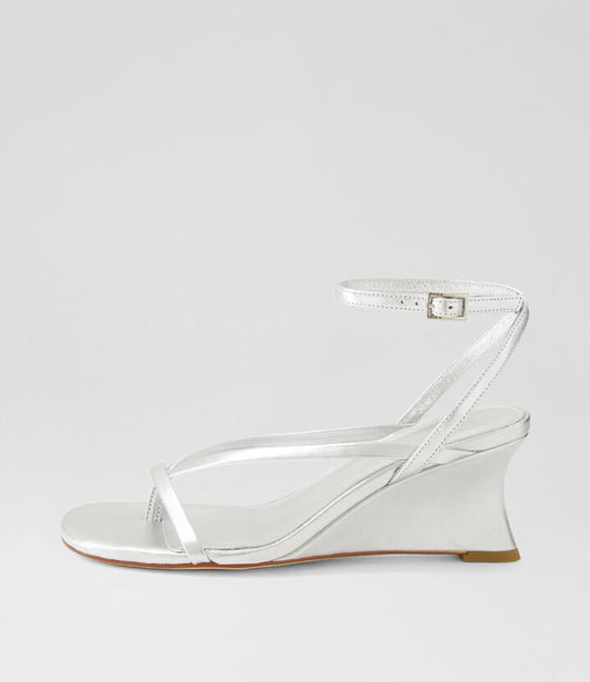 Image of Sandals. Productname: Florra Silver Leather Sandals in SILVER colour by brand - MOLLINI