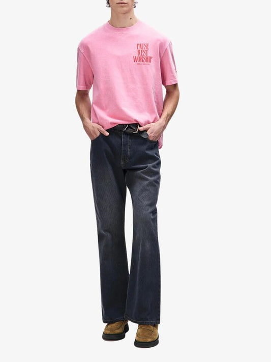 Image of a model wearing Tops. Productname: Deus Noise Complaint Tee in Prism Pink colour by brand - Deus