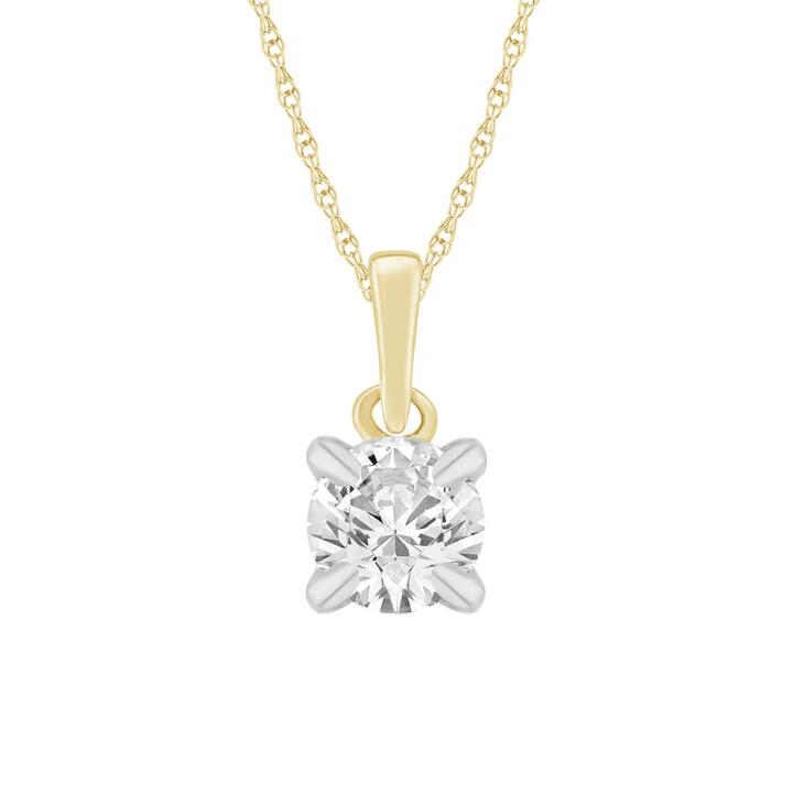 Image of Necklaces. Productname: 45cm Solitaire Bail Necklace with 0.25ct of Laboratory-Grown Diamonds in 9kt Yellow Gold in Diamond colour by brand - Bevilles