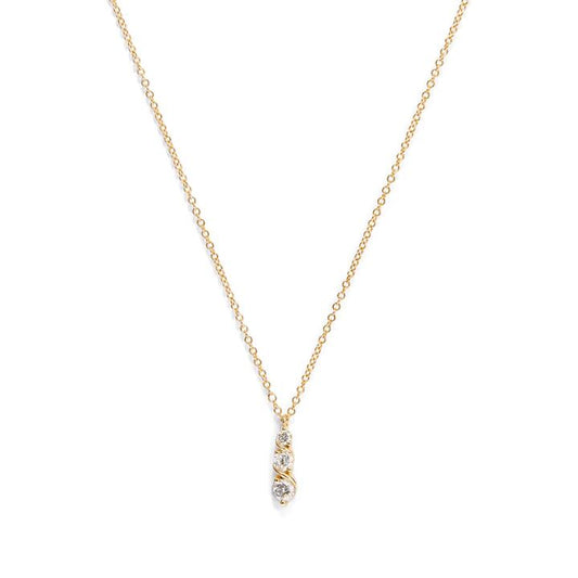 Image of Necklaces. Productname: 45cm Three Stone Swirl Necklace with 0.23tw of Laboratory-Grown Diamonds in 9kt Yellow Gold in Diamond colour by brand - Bevilles