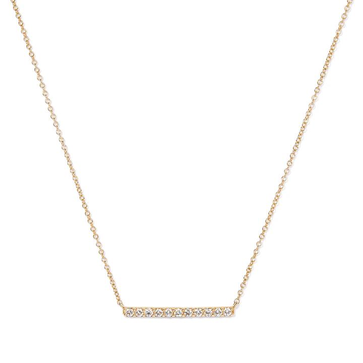 Image of Necklaces. Productname: 45cm Bar Necklace with 0.26tw of Laboratory-Grown Diamonds in 9kt Yellow Gold in Diamond colour by brand - Bevilles