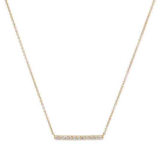 Image of Necklaces. Productname: 45cm Bar Necklace with 0.26tw of Laboratory-Grown Diamonds in 9kt Yellow Gold in Diamond colour by brand - Bevilles