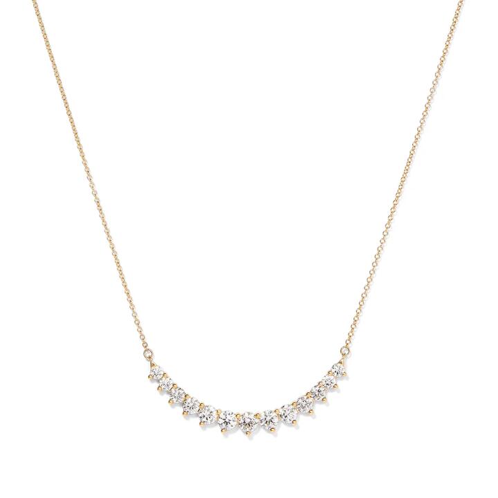 Image of Necklaces. Productname: 45cm Curved Bar Necklace with 2.00tw of Laboratory-Grown Diamonds in 9kt Yellow Gold in Diamond colour by brand - Bevilles