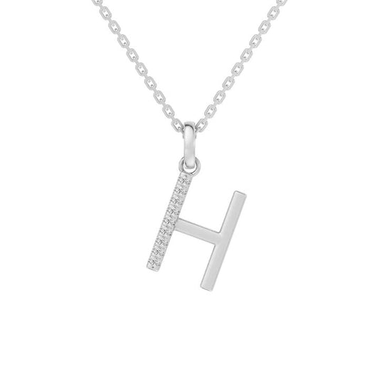 Image of Charms. Productname: 45cm H Initial Pendant Necklace with 0.05tw of Laboratory-Grown Diamonds in Sterling Silver and Platinum in Diamond colour by brand - Bevilles