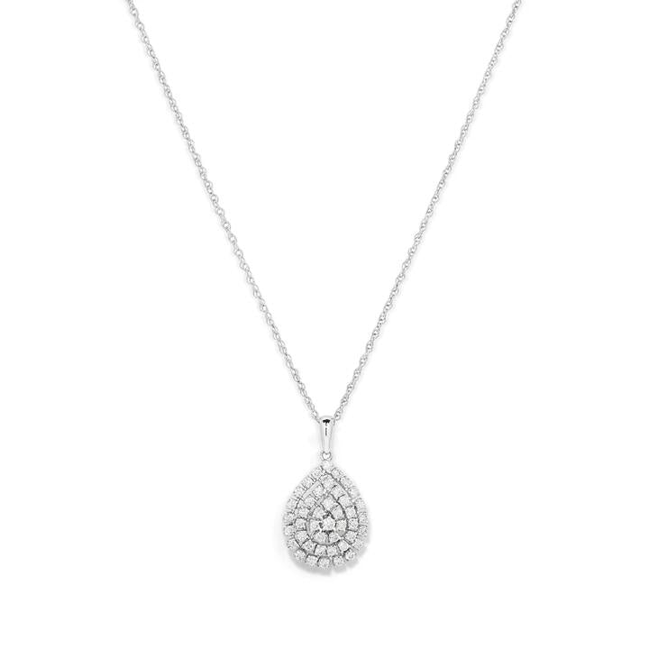 Image of Charms. Productname: 45cm Pear Shaped Pendant Necklace with 0.50tw of Laboratory-Grown Diamonds in Sterling Silver and Platinum in Diamond colour by brand - Bevilles