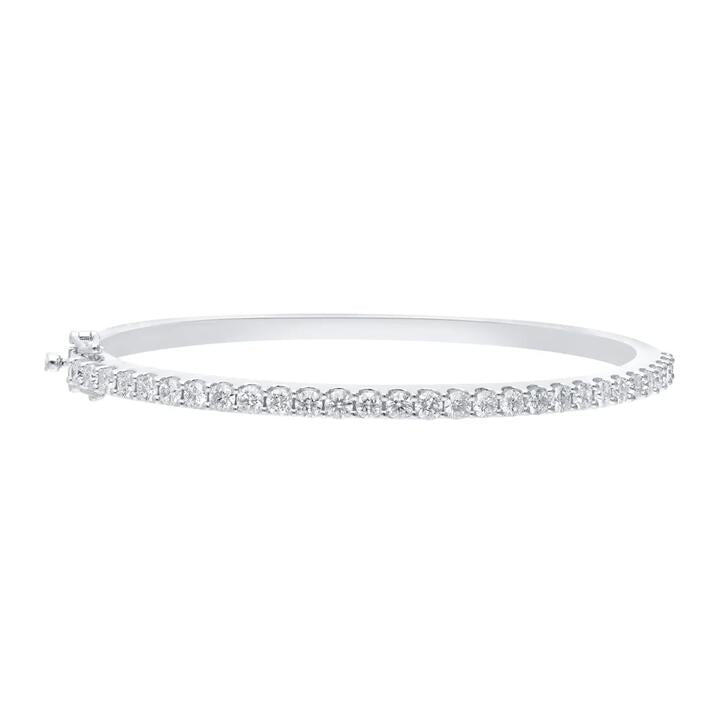 Image of Jewelry. Productname: 60mm PavÃ© Bangle with 2.50tw of Laboratory-Grown Diamonds in Sterling Silver and Platinum in Diamond colour by brand - Bevilles