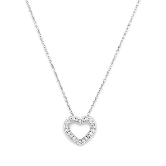 Image of Charms. Productname: 45cm Heart Pendant Necklace with 0.25tw of Laboratory-Grown Diamonds in Sterling Silver and Platinum in Diamond colour by brand - Bevilles