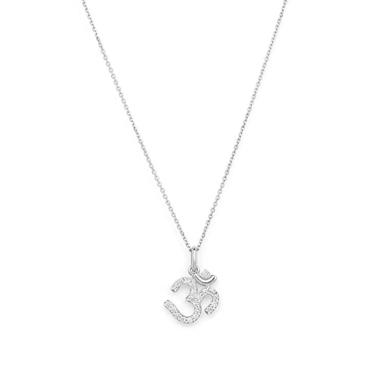Image of Necklaces. Productname: 45cm Aum Necklace with 0.18tw of Laboratory-Grown Diamonds in Sterling Silver and Platinum in Diamond colour by brand - Bevilles