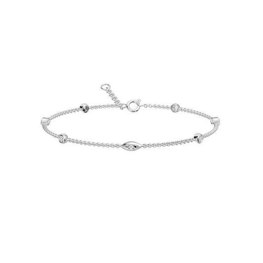 Image of Bracelets. Productname: 19cm Station Bracelet with 0.05tw of Laboratory-Grown Diamonds in Sterling Silver and Platinum in Diamond colour by brand - Bevilles