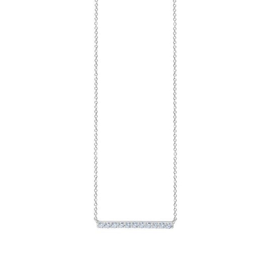 Image of Necklaces. Productname: 45cm Bar Necklace with 0.26tw of Laboratory-Grown Diamonds in Sterling Silver and Platinum in Diamond colour by brand - Bevilles