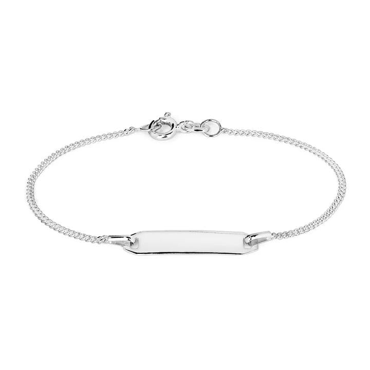 Image of Bracelets. Product name - 15cm ID Curb Bracelet in Sterling Silver in colour by brand - Bevilles