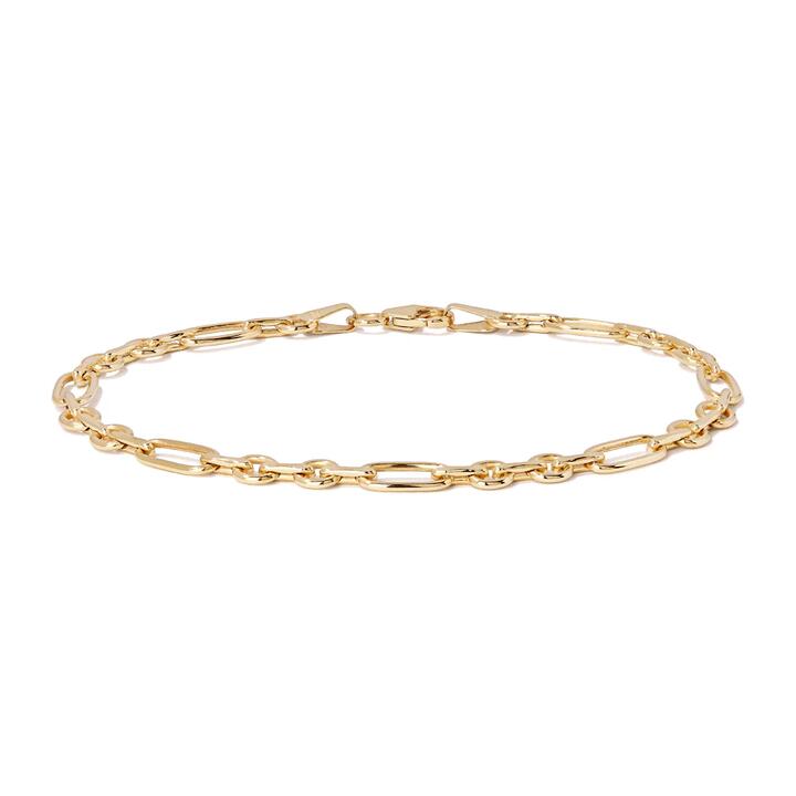 Image of Bracelets. Productname: 19cm Rounded Figaro Bracelet in 9kt Bonded Yellow Gold in Gold colour by brand - Bevilles