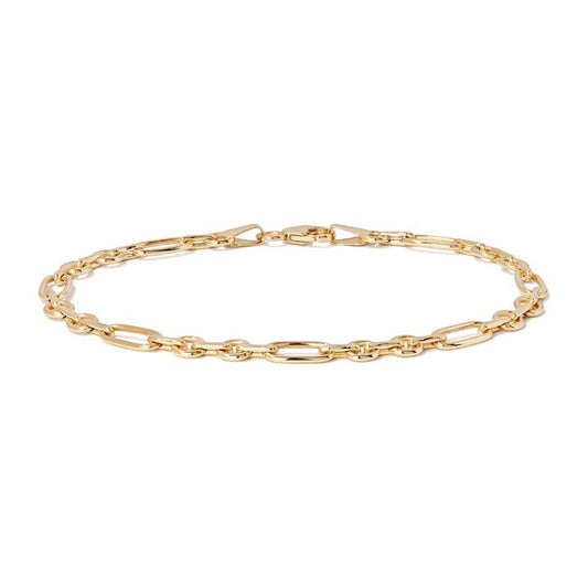 Image of Bracelets. Productname: 19cm Rounded Figaro Bracelet in 9kt Yellow Bonded Gold in colour by brand - Bevilles