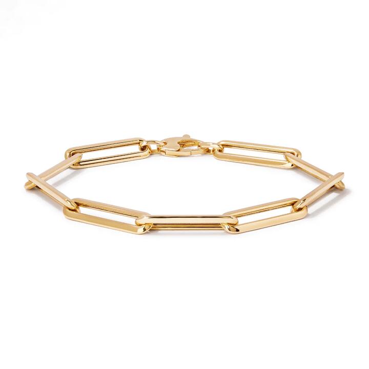 Image of Bracelets. Product name - 20cm Bold Paperclip Bracelet in 9kt Yellow Bonded Gold in colour by brand - Bevilles