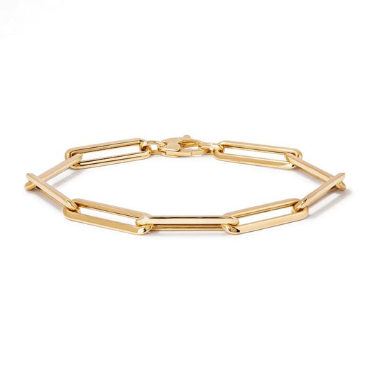 Image of Bracelets. Product name - 20cm Bold Paperclip Bracelet in 9kt Yellow Bonded Gold in colour by brand - Bevilles