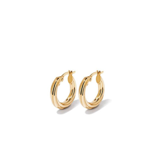 Image of Earrings. Productname: 10mm Twist Hoop Earrings in 9kt Yellow Bonded Gold in Gold colour by brand - Bevilles