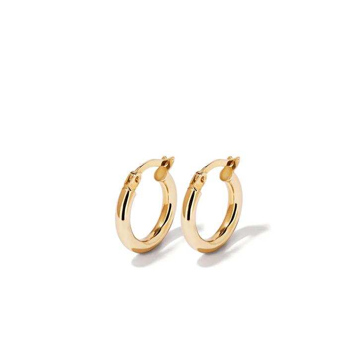 Image of Earrings. Productname: 10mm Tube Hoop Earrings in 9kt Bonded Yellow Gold in Gold colour by brand - Bevilles