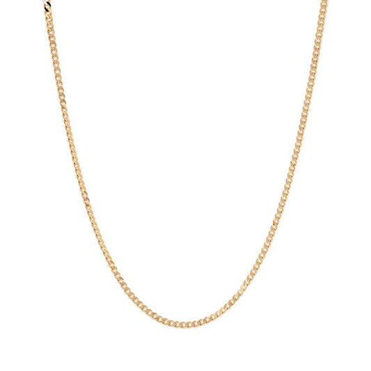 Image of Jewelry. Productname: 55cm 4mm Width Flat Curb Chain in 9kt Yellow Gold in Gold colour by brand - Bevilles