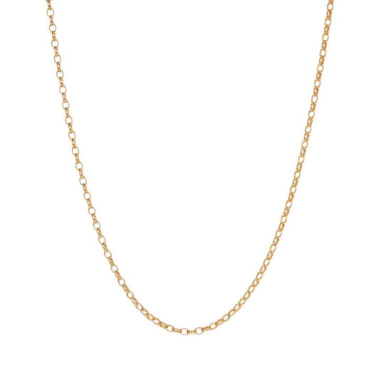 Image of Necklaces. Productname: 55cm Hollow Oval Belcher Chain in 9kt Yellow Gold in Gold colour by brand - Bevilles