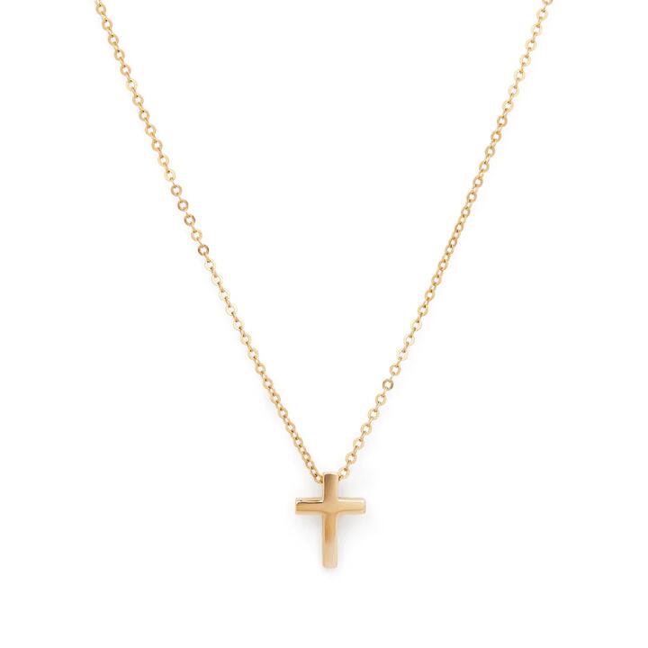 Image of Necklaces. Productname: 45cm Plain Cross Necklace in 9kt Yellow Gold in Gold colour by brand - Bevilles
