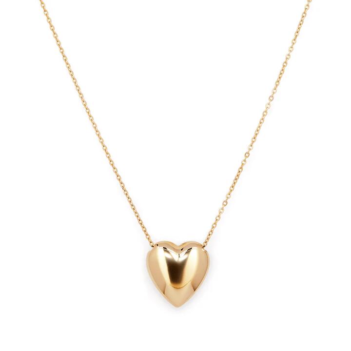 Image of Charms. Product name - 45cm Puff Heart Necklace in 9kt Yellow Gold in colour by brand - Bevilles