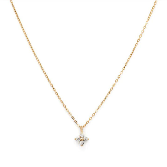 Image of Necklaces. Productname: 45cm Cubic Zirconia Flower Necklace in 9kt Yellow Gold in Gold colour by brand - Bevilles