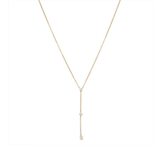 Image of Necklaces. Productname: 45cm Cubic Zirconia Station Drop Necklace in 9kt Yellow Gold in Gold colour by brand - Bevilles