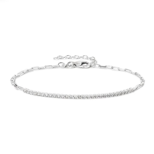 Image of Bracelets. Productname: 19cm Paperclip Cubic Zirconia Tennis Bracelet in Sterling Silver in Silver colour by brand - Bevilles