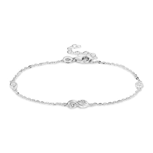 Image of Bracelets. Productname: 19cm Cubic Zirconia Infinity Bracelet in Sterling Silver in Silver colour by brand - Bevilles