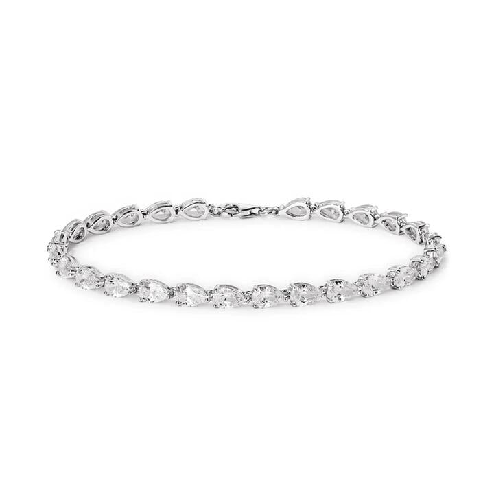 Image of Bracelets. Productname: 19cm Cubic Zirconia Pear Tennis Bracelet in Sterling Silver in Silver colour by brand - Bevilles