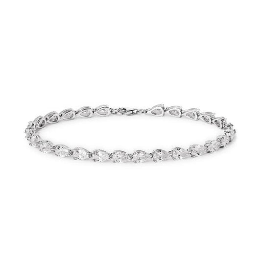 Image of Bracelets. Productname: 19cm Cubic Zirconia Pear Tennis Bracelet in Sterling Silver in Silver colour by brand - Bevilles