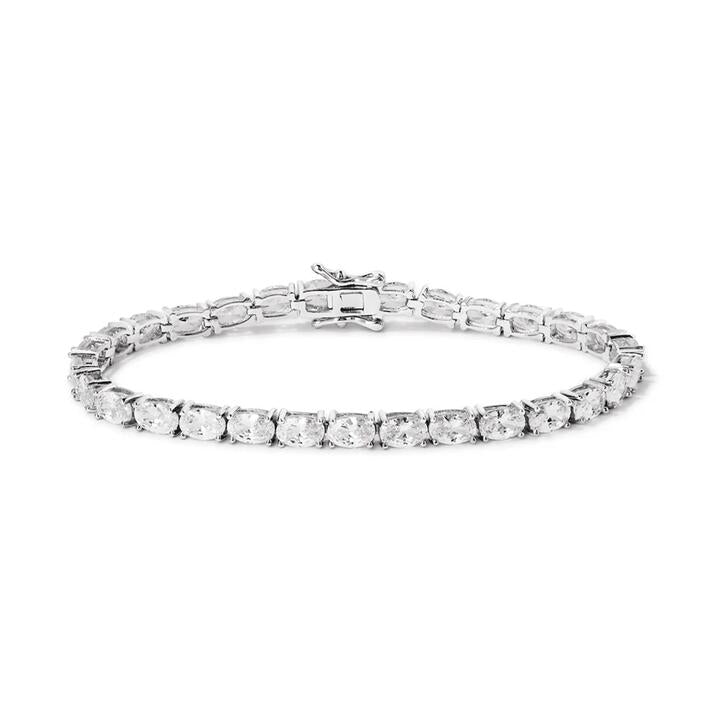 Image of Bracelets. Productname: 19cm Cubic Zirconia Oval Tennis Bracelet in Sterling Silver in Silver colour by brand - Bevilles