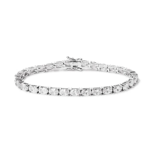 Image of Bracelets. Productname: 19cm Cubic Zirconia Oval Tennis Bracelet in Sterling Silver in Silver colour by brand - Bevilles