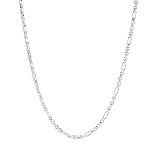 Image of Necklaces. Productname: 50cm 4mm Width Figaro Belcher Chain in Sterling Silver in colour by brand - Bevilles