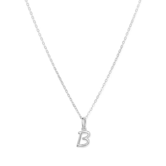 Image of Charms. Productname: 45cm Initial B Pendant Necklace in Sterling Silver in Silver colour by brand - Bevilles