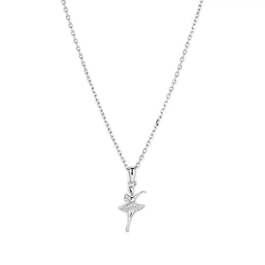Image of Charms. Productname: 45cm Cubic Zirconia Ballerina Pendant Necklace in Sterling Silver in Silver colour by brand - Bevilles