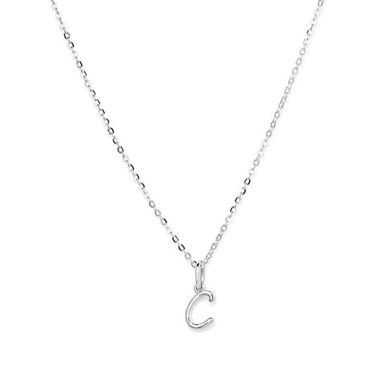 Image of Charms. Productname: 45cm Initial C Pendant Necklace in Sterling Silver in Silver colour by brand - Bevilles