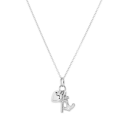 Image of Charms. Productname: 45cm Faith, Hope, and Charity Charm Pendant Necklace in Sterling Silver in colour by brand - Bevilles