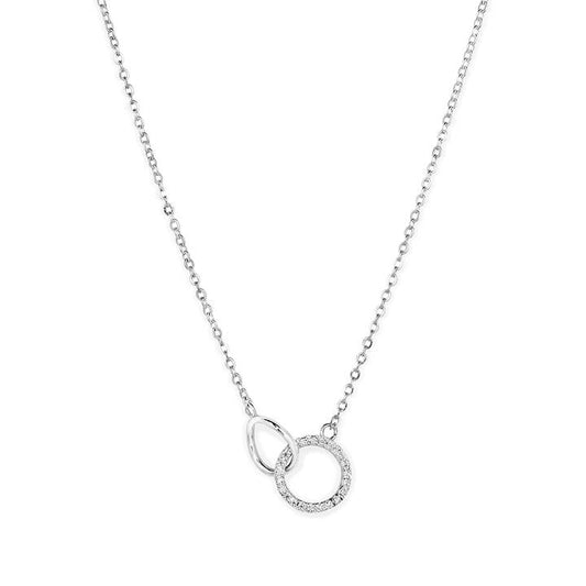 Image of Necklaces. Productname: 45cm Cubic Zirconia Intertwined Circle Necklace in Sterling Silver in Silver colour by brand - Bevilles
