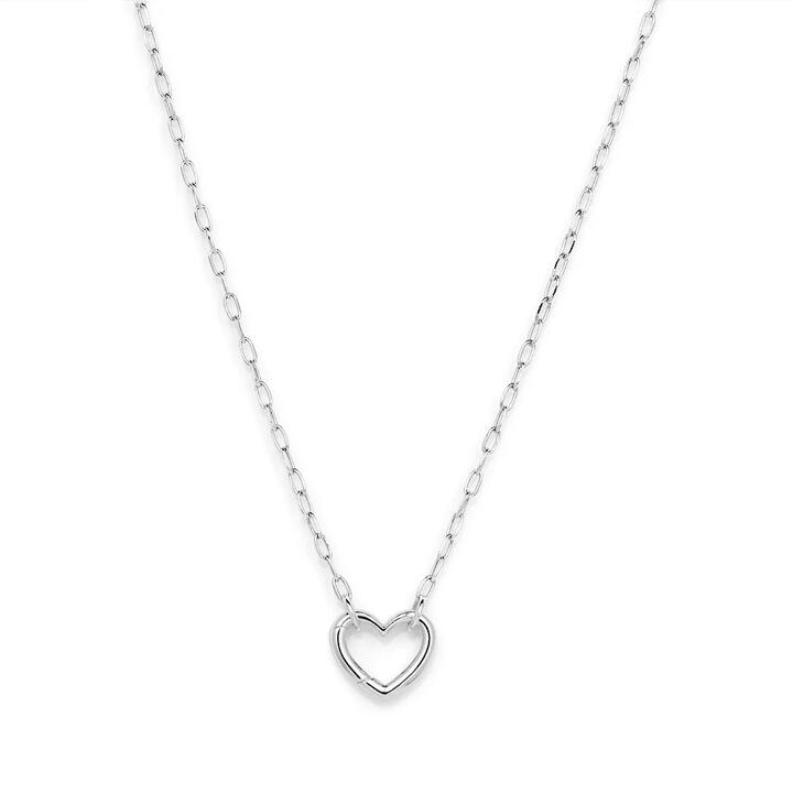 Image of Necklaces. Productname: 45cm Heart Clasp Paperclip Necklace in Sterling Silver in Silver colour by brand - Bevilles