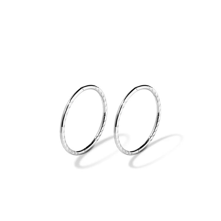 Image of Earrings. Productname: 14mm Twist Sleeper Earrings in Sterling Silver in Silver colour by brand - Bevilles