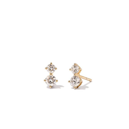 Image of Earrings. Productname: Duo Stud Earrings with 0.50tw of Laboratory-Grown Diamonds in 9kt Yellow Gold in Diamond colour by brand - Bevilles