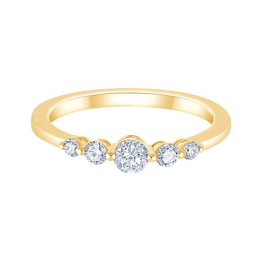 Image of Jewelry. Productname: Five Stone Ring with 0.31tw of Laboratory-Grown Diamonds in 9kt Yellow Gold in Diamond colour by brand - Bevilles
