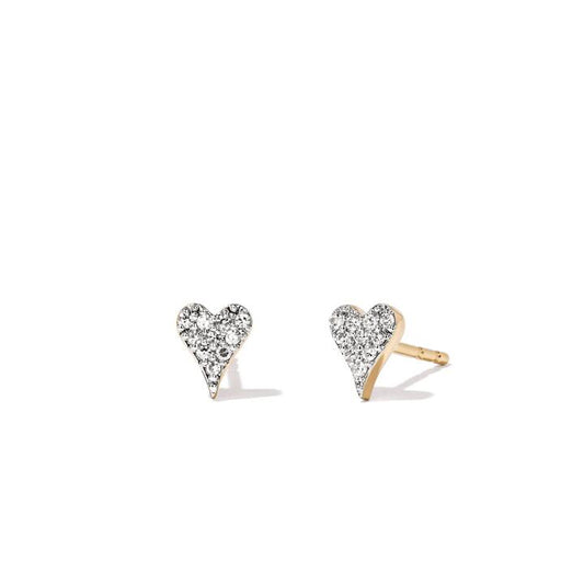 Image of Earrings. Productname: Cluster Heart Stud Earrings with 0.05tw of Laboratory-Grown Diamonds in 9kt Yellow Gold in Diamond colour by brand - Bevilles