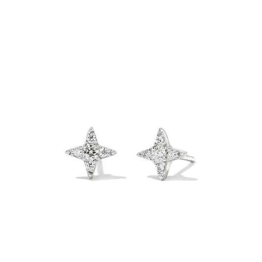Image of Earrings. Productname: Cluster Star Stud Earrings with 0.09tw of Laboratory-Grown Diamonds in Sterling Silver and Platinum in Diamond colour by brand - Bevilles