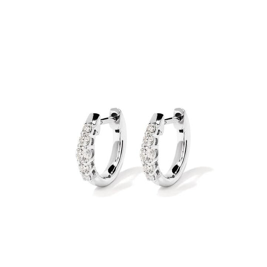 Image of Earrings. Productname: Five Stone Claw Set Hoop Earrings with 0.24tw of Laboratory-Grown Diamonds in Sterling Silver and Platinum in Diamond colour by brand - Bevilles
