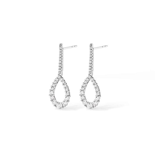 Image of Earrings. Productname: Fancy Teardrop Drop Stud Earrings with 1.25tw of Laboratory-Grown Diamonds in Sterling Silver and Platinum in Diamond colour by brand - Bevilles