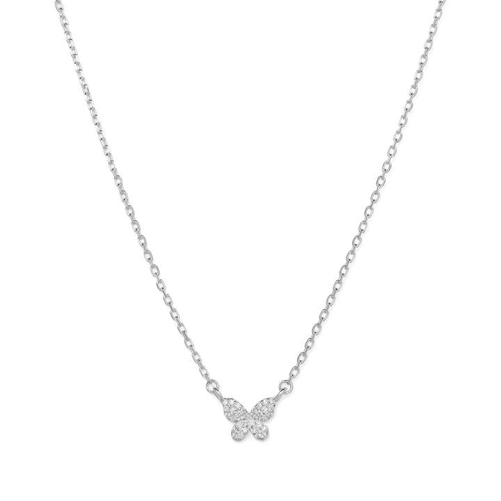 Image of Necklaces. Productname: Cubic Zirconia PavÃ© Butterfly Necklace in Sterling Silver in Silver colour by brand - Bevilles