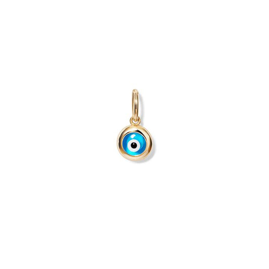 Image of Charms. Productname: Enamel Evil Eye Pendant in 9kt Yellow Gold in Gold colour by brand - Bevilles