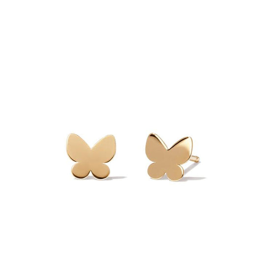 Image of Earrings. Productname: Butterfly Stud Earrings in 9kt Yellow Gold in Gold colour by brand - Bevilles